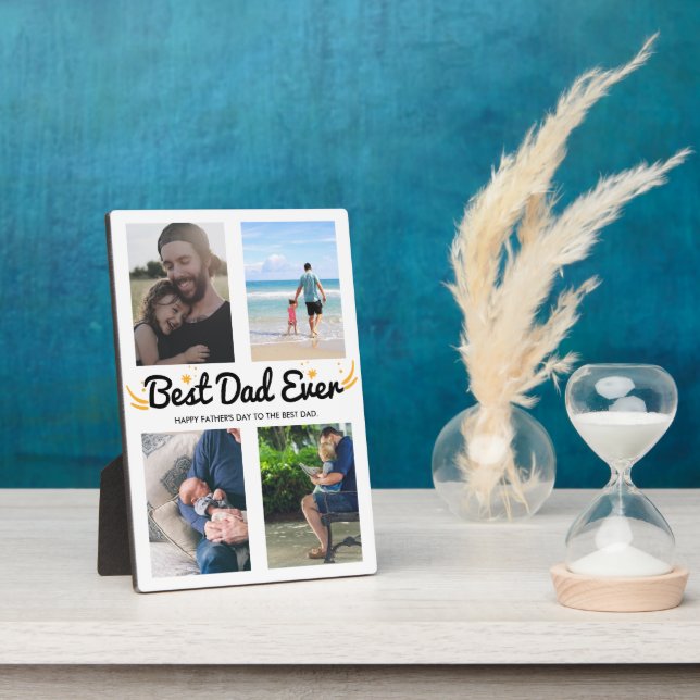 Father's Day Gift BEST DAD EVER Photo Collage Plaque (Side)