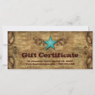Father's Day Gift Certificate Card Texas Star