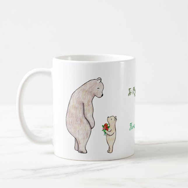 Fathers day gift Cute Bear and Cub custom name Coffee Mug (Left)