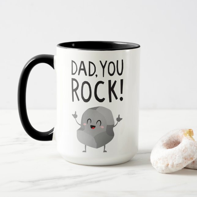 Fathers Day gift Dad, you rock! Cool Funny Kawaii  Mug (With Donut)