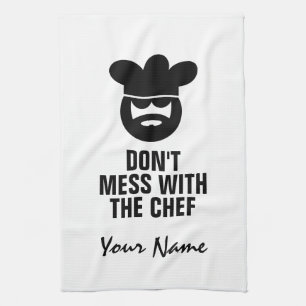 Father's Day gift Don't mess with chef bbq cooking Tea Towel
