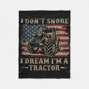 Fathers Day Gift Dont Snore Dream Tractor 4th July Fleece Blanket