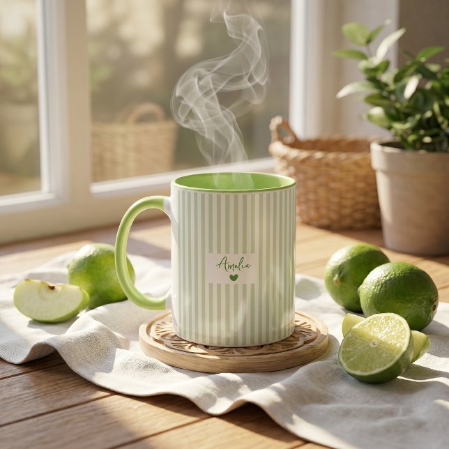 Father's Day Gift For Dad Green Stripes Mug (Creator Uploaded)