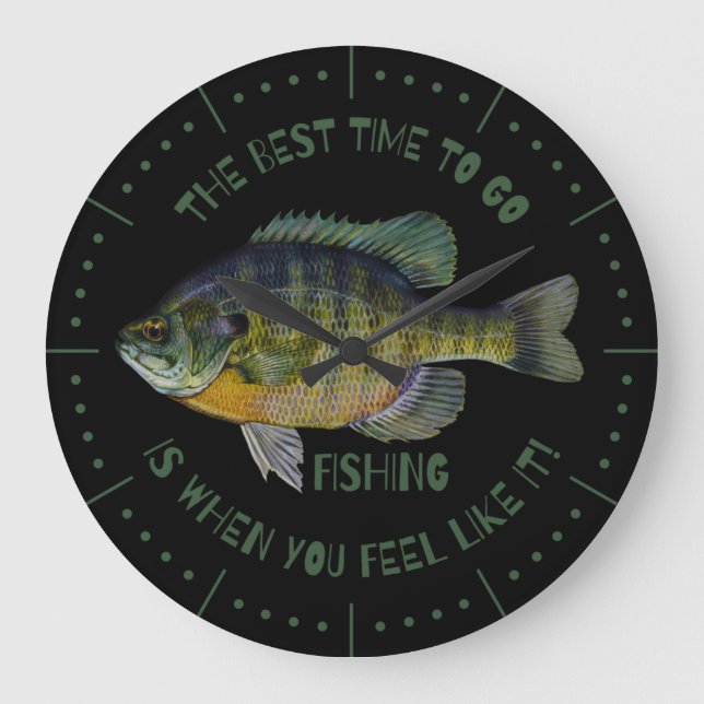 Father's Day Gift For Fishing Dad Blue Gill Large Clock (Front)