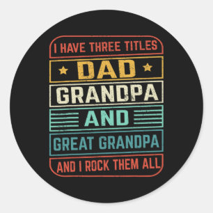 Fathers Day Gift From Grandkids Dad Grandpa Great  Classic Round Sticker