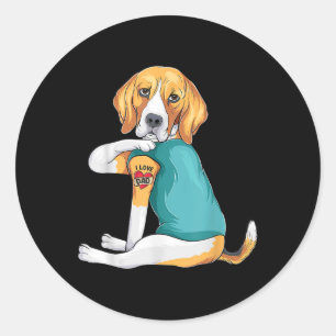 Fathers Day Gift Funny Dog Dad Beagle I Love Dad T Classic Round Sticker