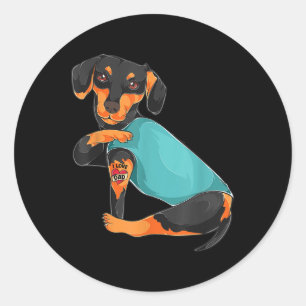 Fathers Day Gift Funny Dog Dad Dachshund I Love Da Classic Round Sticker