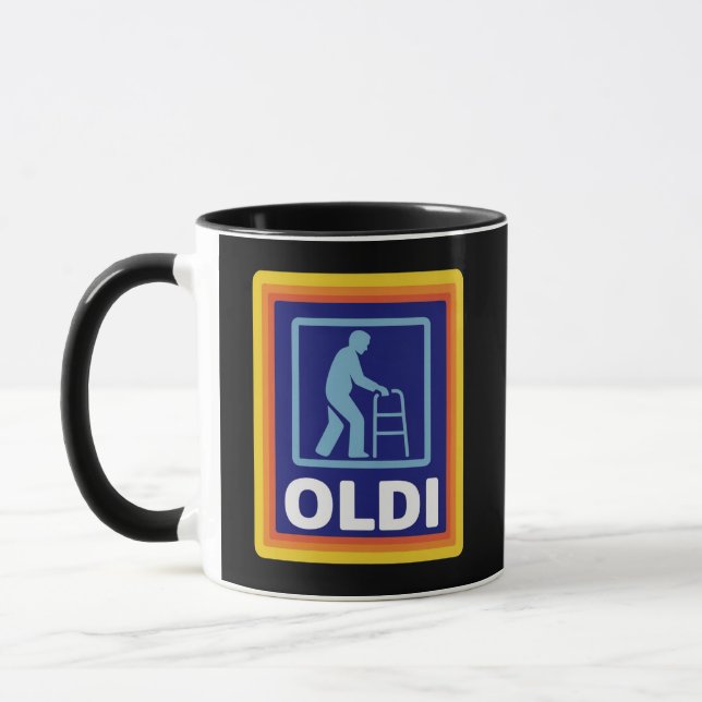 Fathers Day Gift Funny Oldi Parody Gift For Dad  Mug (Left)