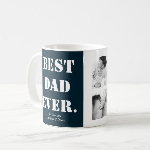 Fathers Day Gift Photo Collage Best Dad Ever Navy Coffee Mug