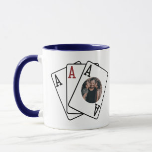 Fathers Day Gift, Poker Dad Three Aces Photo Frame Mug