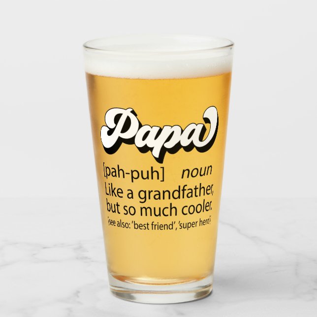 Fathers Day Gift, Retro Papa, Papa Definition Glass (Front Filled)