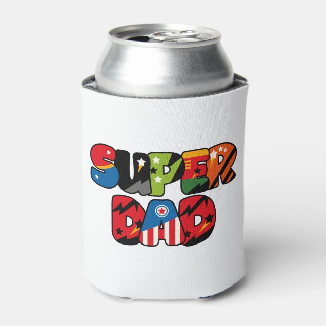 Fathers Day Gift Superdad Superhero Super Dad Can Cooler (Can Front)