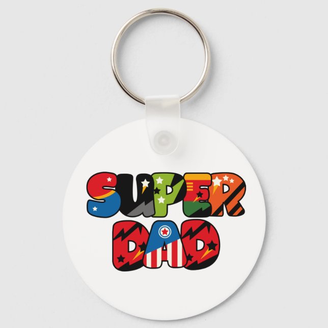 Fathers Day Gift Superdad Superhero Super Dad Key Ring (Front)