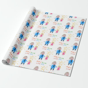 Fathers Day Gift, Your Childs Drawing on Wrapping Paper