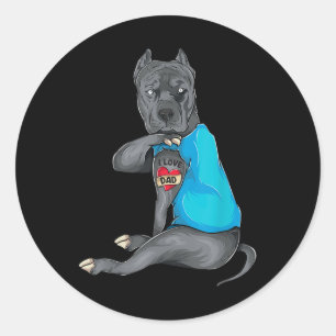 Fathers Day Gifts Dad Funny Dog Pitbull I Love Dad Classic Round Sticker