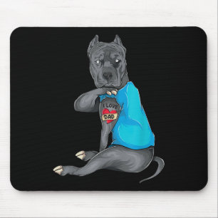 Fathers Day Gifts Dad Funny Dog Pitbull I Love Dad Mouse Mat