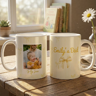 Father's Day Gifts For Dad Yellow Bow Stripes Coffee Mug