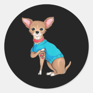 Fathers Day Gifts Funny Dog Chihuahua I Love Dad T Classic Round Sticker