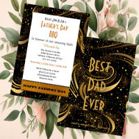 Father's Day Gold Leafy Swirls Fun Curls BBQ Party