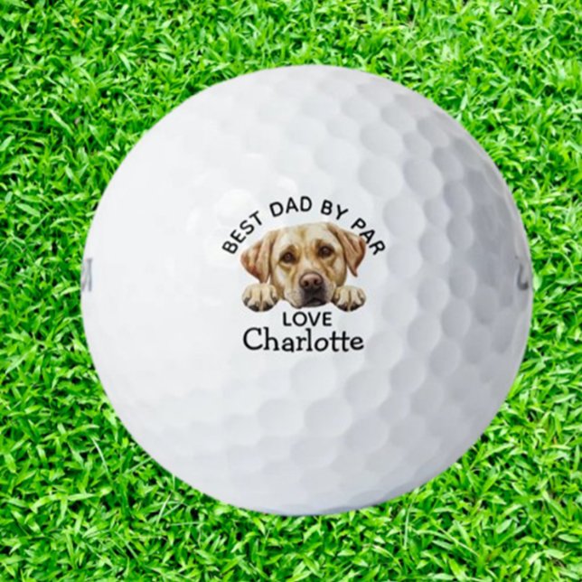 Fathers Day Golden Labrador Puppy  Golf Balls (Celebrate Father's Day with unique golf balls featuring a charming Golden Labrador puppy design)
