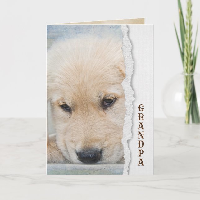 Father's Day golden retriever puppy for Grandpa Card (Front)