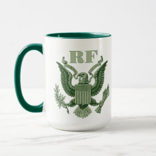 Fathers Day Golf Dad Green Eagle Crest Monogram Mug