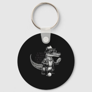 Fathers Day Golfing Alligator With Tacos Golf Love Key Ring