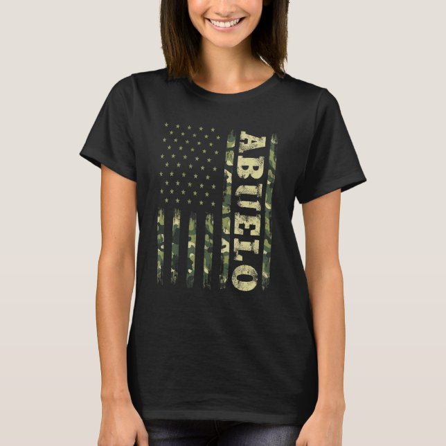 Fathers Day  Grandpa Abuelo Camouflage American Fl T-Shirt (Front)