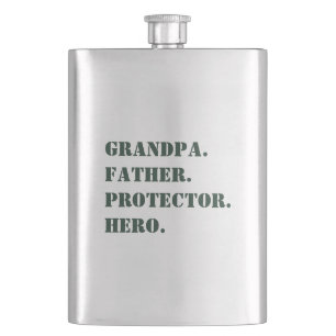 Father's Day Grandpa Father Protector Hero Text Hip Flask