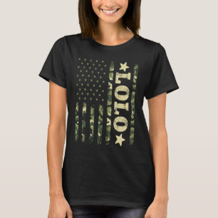 Fathers Day Grandpa Lolo Camouflage American Flag T-Shirt
