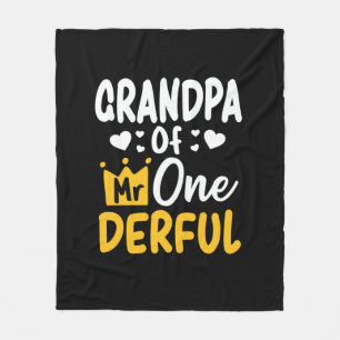 Father's Day Grandpa of Mr Onederful 1st Birthday Fleece Blanket