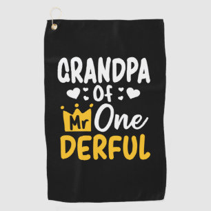 Father's Day Grandpa of Mr Onederful 1st Birthday Golf Towel