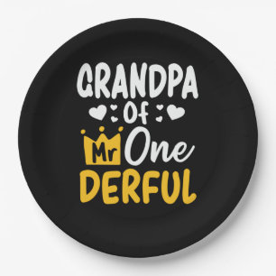 Father's Day  Grandpa of Mr Onederful 1st Birthday Paper Plate