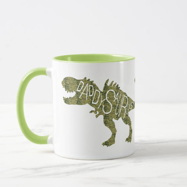 Fathers Day - Green Daddysaurus Dinosaur Mug (Left)