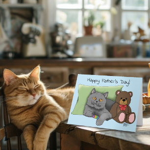 Father's Day Grey Cat Card