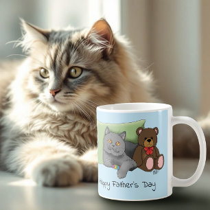  Father's Day Grey Cat Coffee Mug