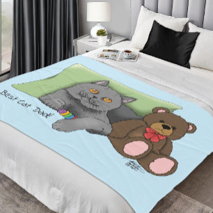 Father's Day Grey Cat Fleece Blanket