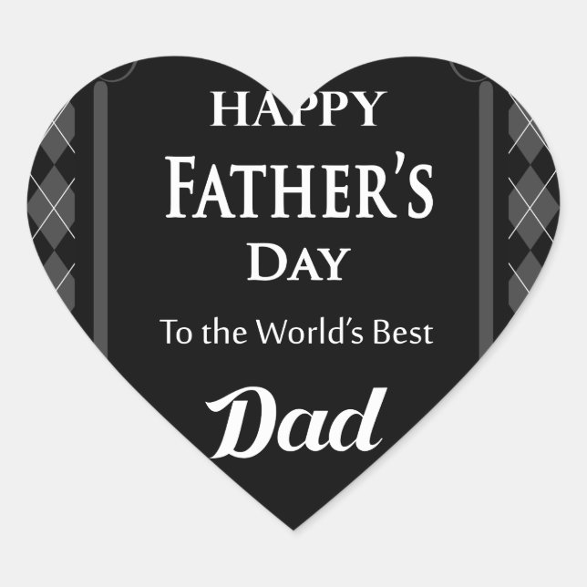 Father's Day - "Happy Father's Day" Black/Grey Heart Sticker (Front)