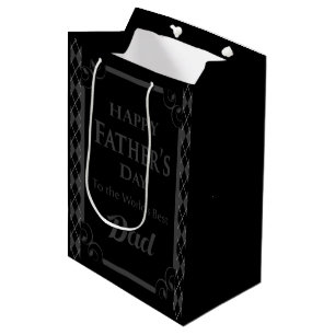 Father's Day - "Happy Father's Day" Black/Grey Medium Gift Bag