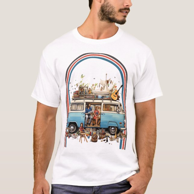 Father's Day Hippie Van Retro T-Shirt (Front)