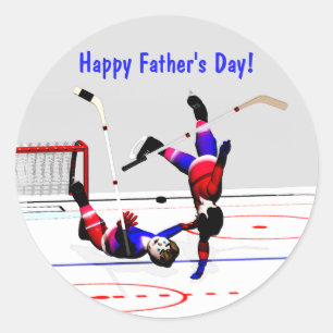 Father's Day Hockey Game Classic Round Sticker