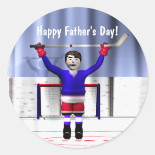 Father's Day Hockey Winner Classic Round Sticker