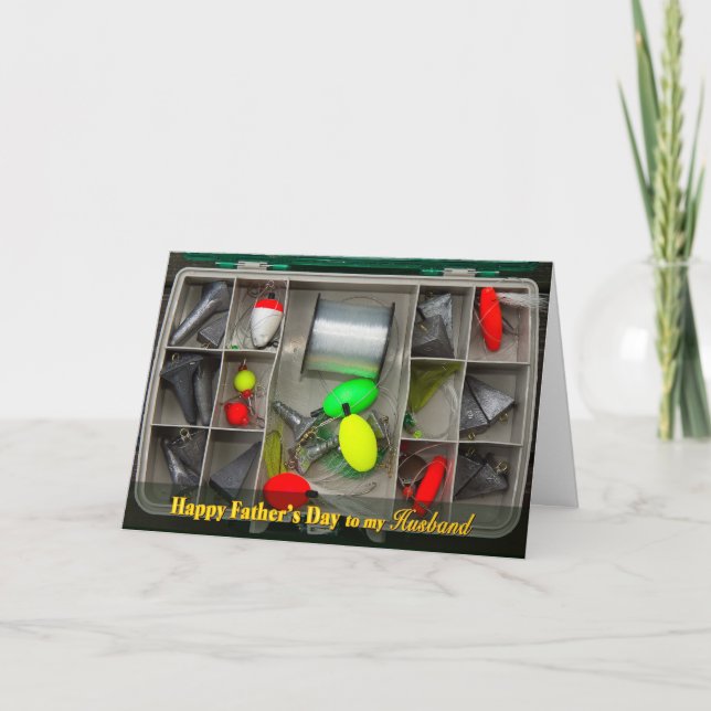 Father's Day - Husband - Fishing Tackle Box - Top Card (Front)