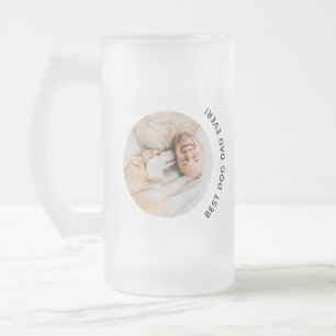 Father's Day Husky Dad Custom Photo Frosted Glass Beer Mug