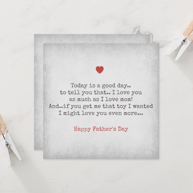 Father's Day I love you as much as mum Card (Front/Back In Situ)