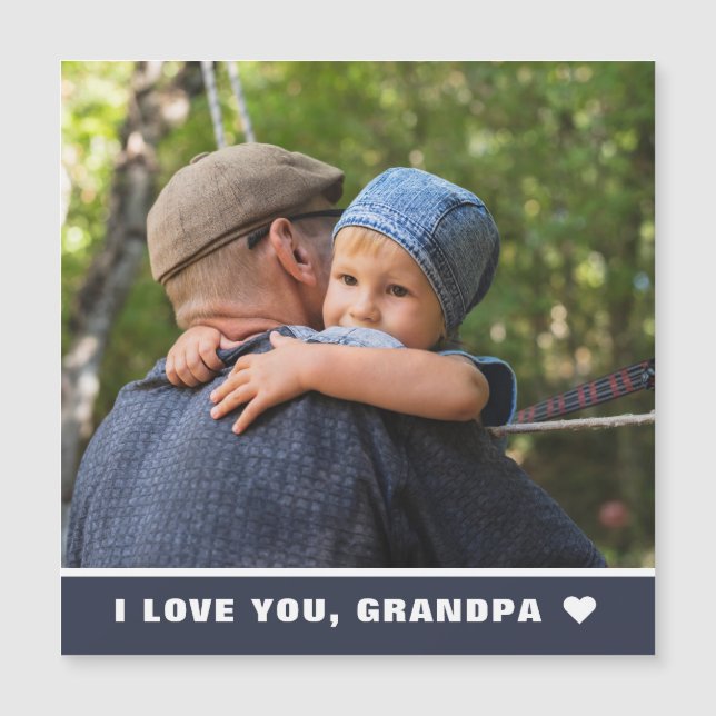 Father's Day I Love You Grandpa Photo Magnet Card (Front)