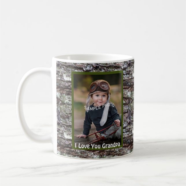 Father's Day I Love You Grandpa Tree Bark Country Coffee Mug (Left)