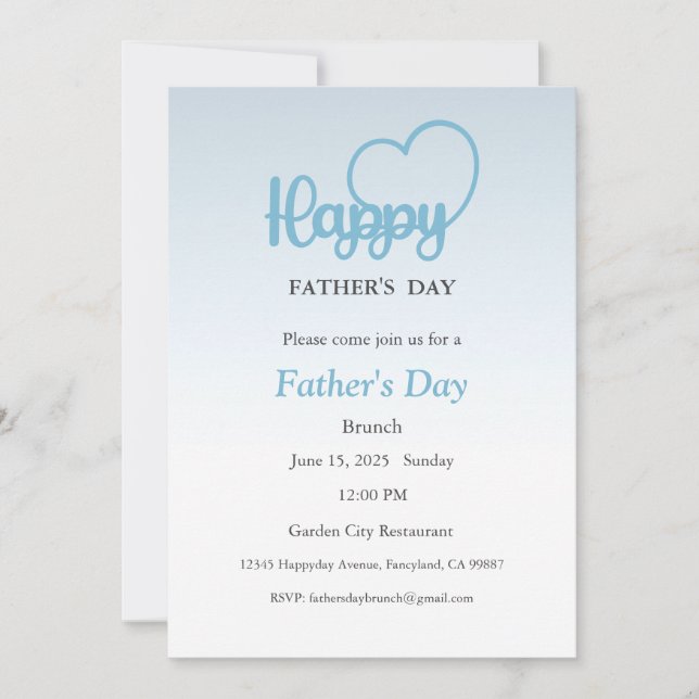 Father's Day Invitation, Father's Day Brunch Lunch Invitation (Front)