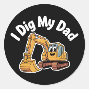Fathers Day Kids Excavator Construction Toddler  Classic Round Sticker
