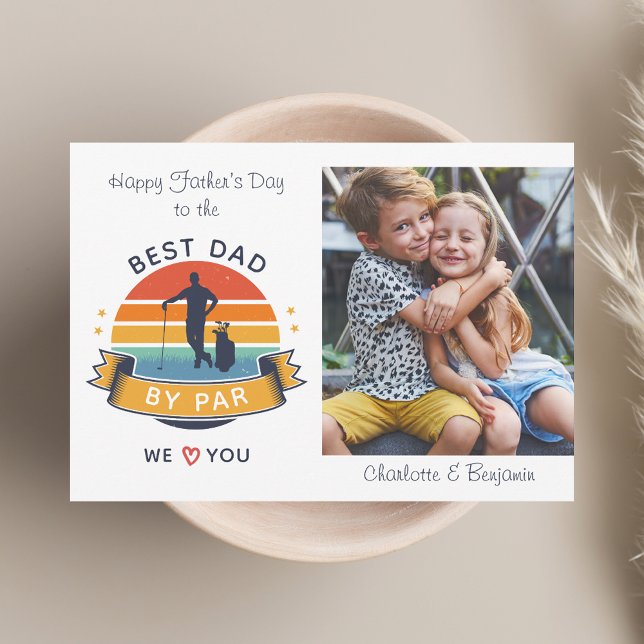 Fathers Day Kids Photo Best Dad Golf Lover Card (Fathers Day Kids Photo Best Dad Golf Lover Note Card)